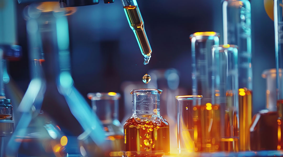 Science laboratory experiments with chemical substance dropping